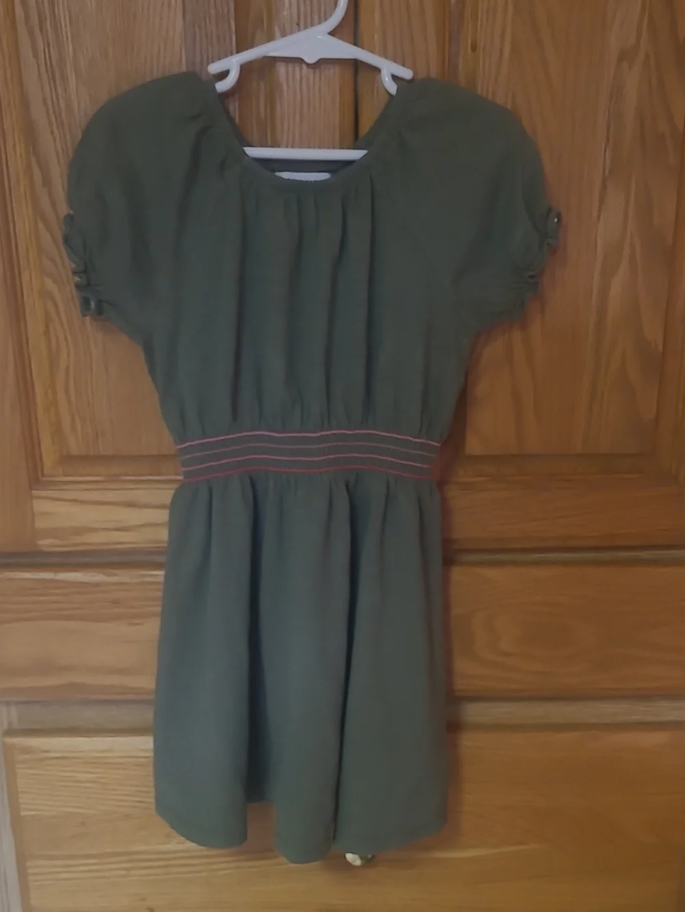 Old Navy Olive Green Smocked Waist 100% Cotton Dress, Size 4T